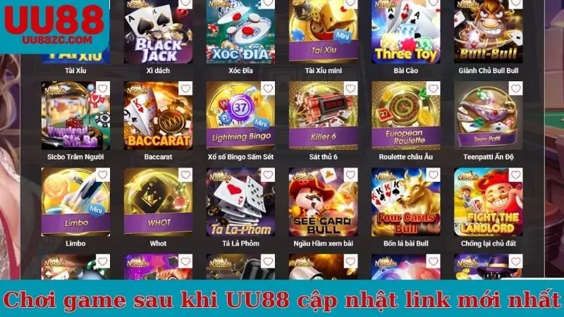 Chơi game sau khi UU88 cập nhật đường link mới nhất