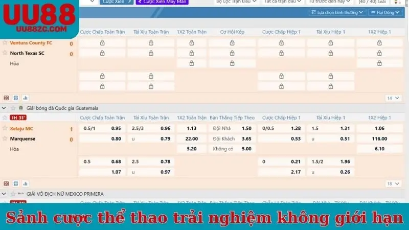 Sảnh cược thể thao trải nghiệm không giới hạn