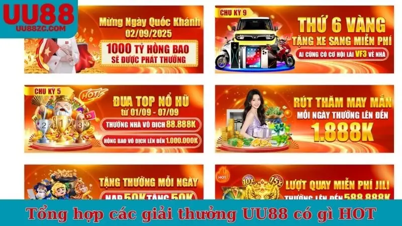 Tổng hợp các giải thưởng UU88 có gì HOT